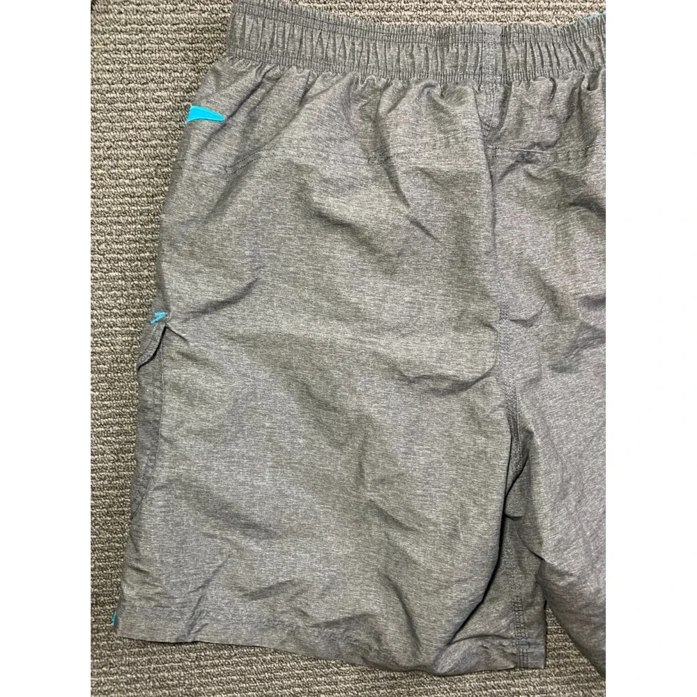 Speedo Mens Swim Trunks Gray Blue Embroidered Logo Cargo Pocket Size XL